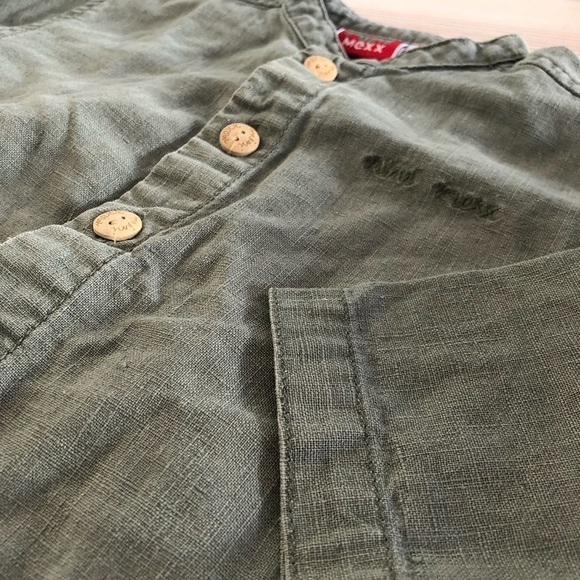 🎉3 For 15$🎉Mexx Green Linen Cotton Tunic Button Down Size 18 Months - Picture 3 of 5